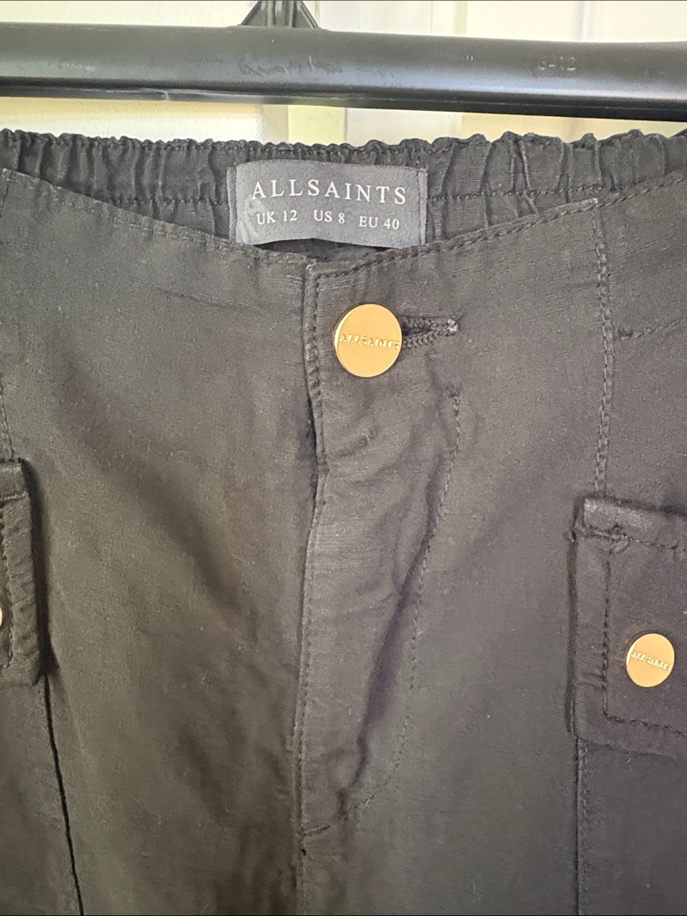 ALL SAINTS NWT Val Twill Cargo Pants Color Black Size 8 - Picture 8 of 10